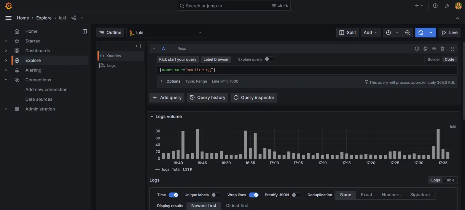 Loki 日志在 Grafana Explore 中