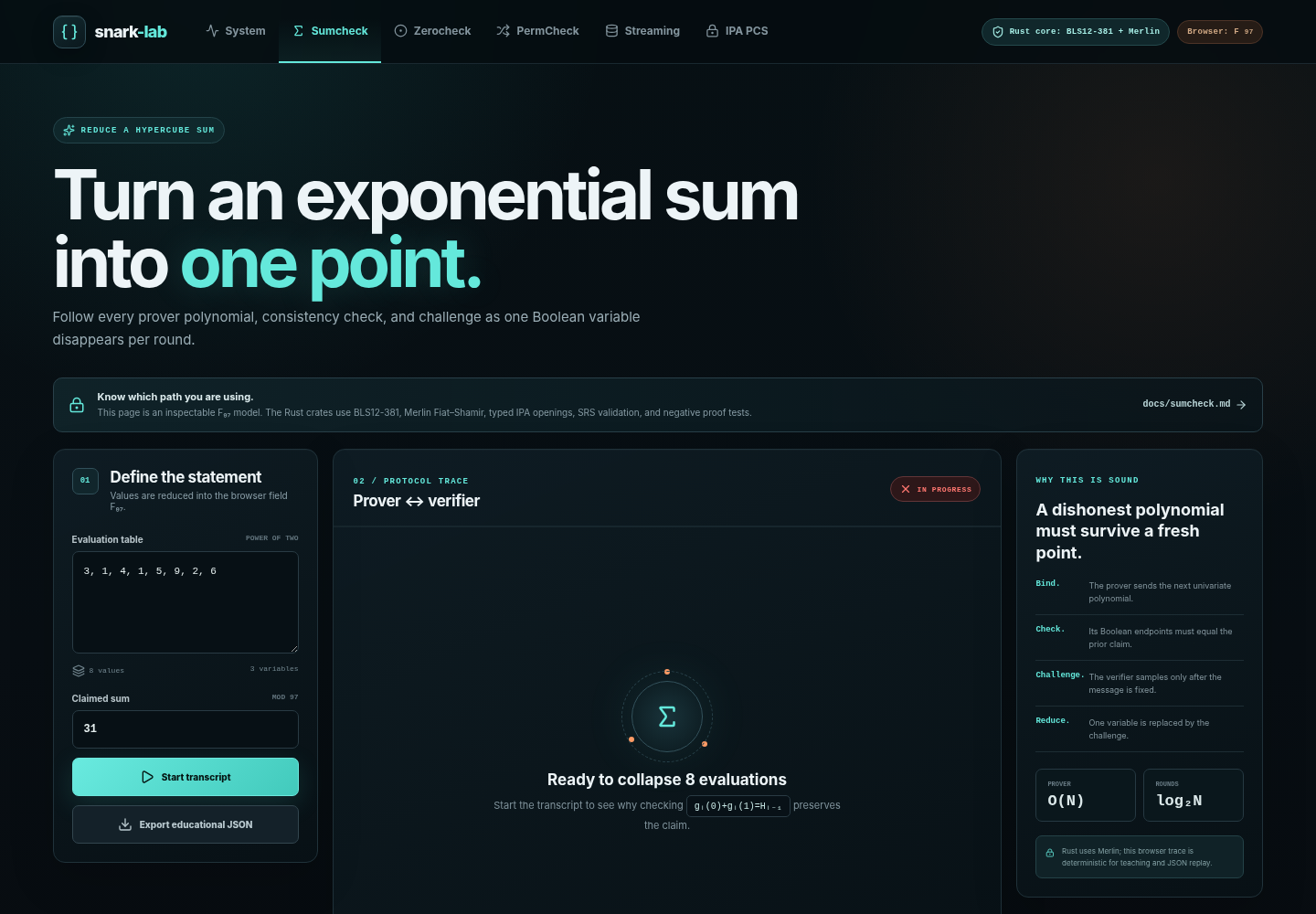 SNARK_LAB sumcheck flow visualizer