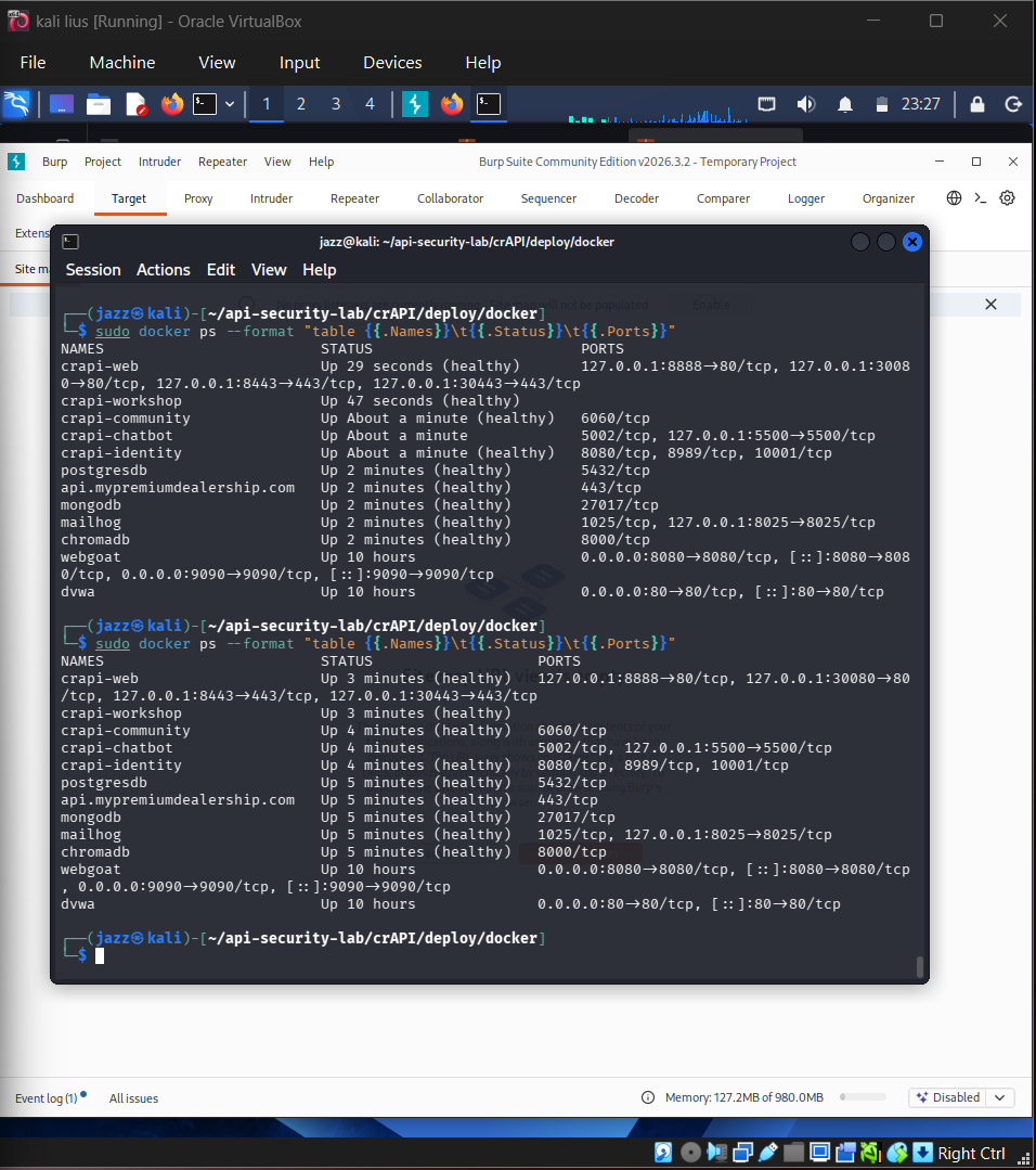 crAPI Docker Containers Running