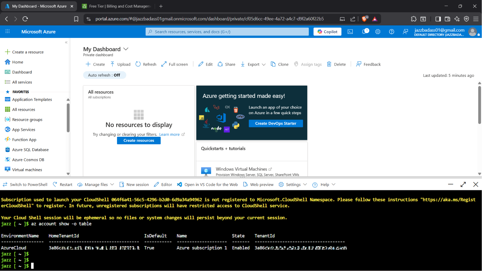Azure CLI Authenticated