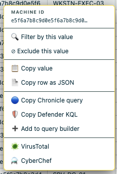 Right-click context menu