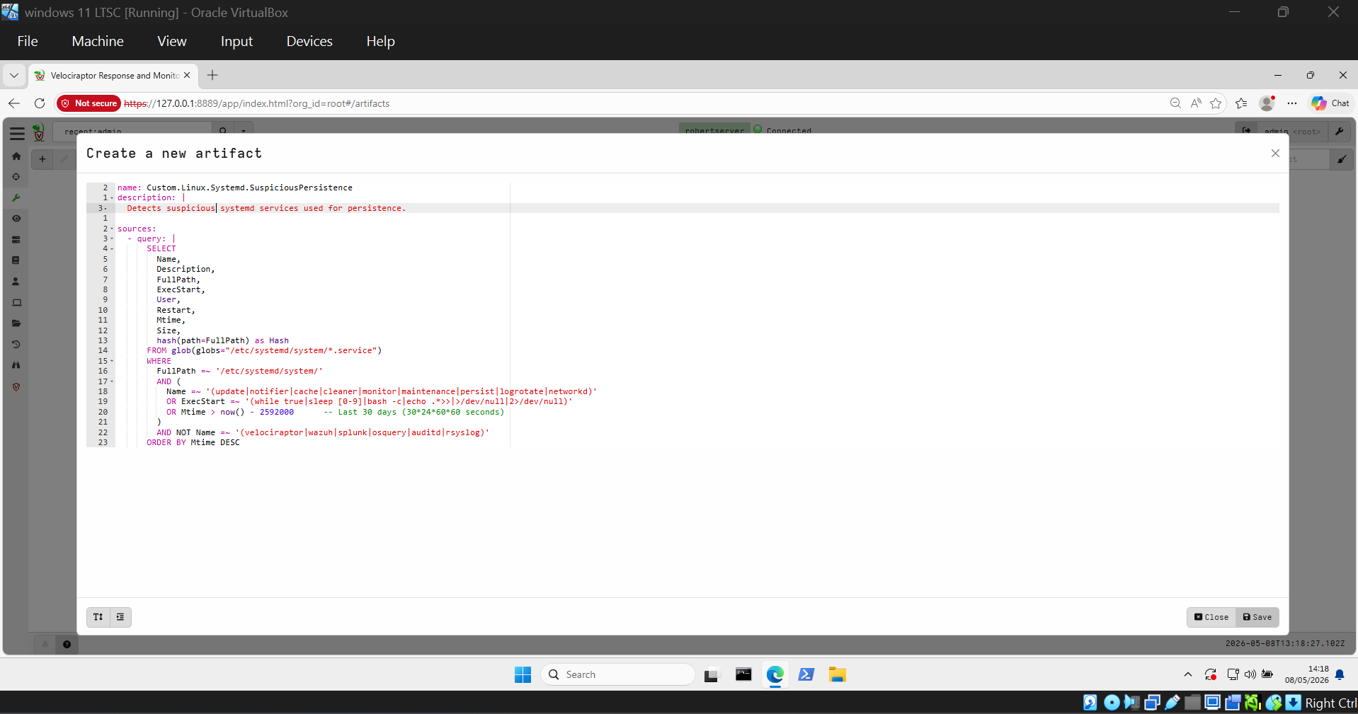 Created artifact to detect suspicious systemd persistence