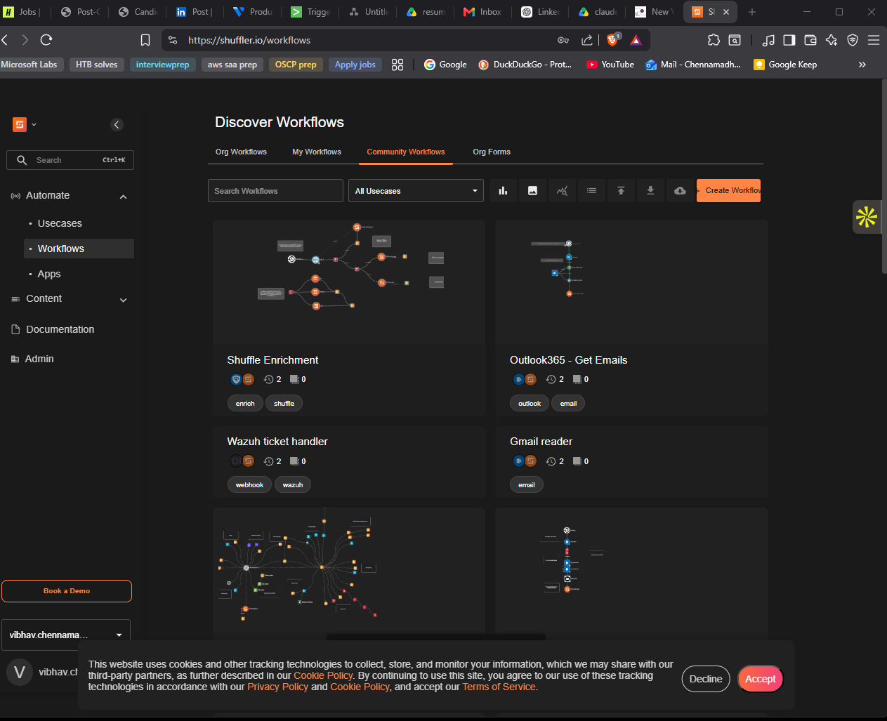 围绕 Splunk webhook 构建的 Shuffle workflow