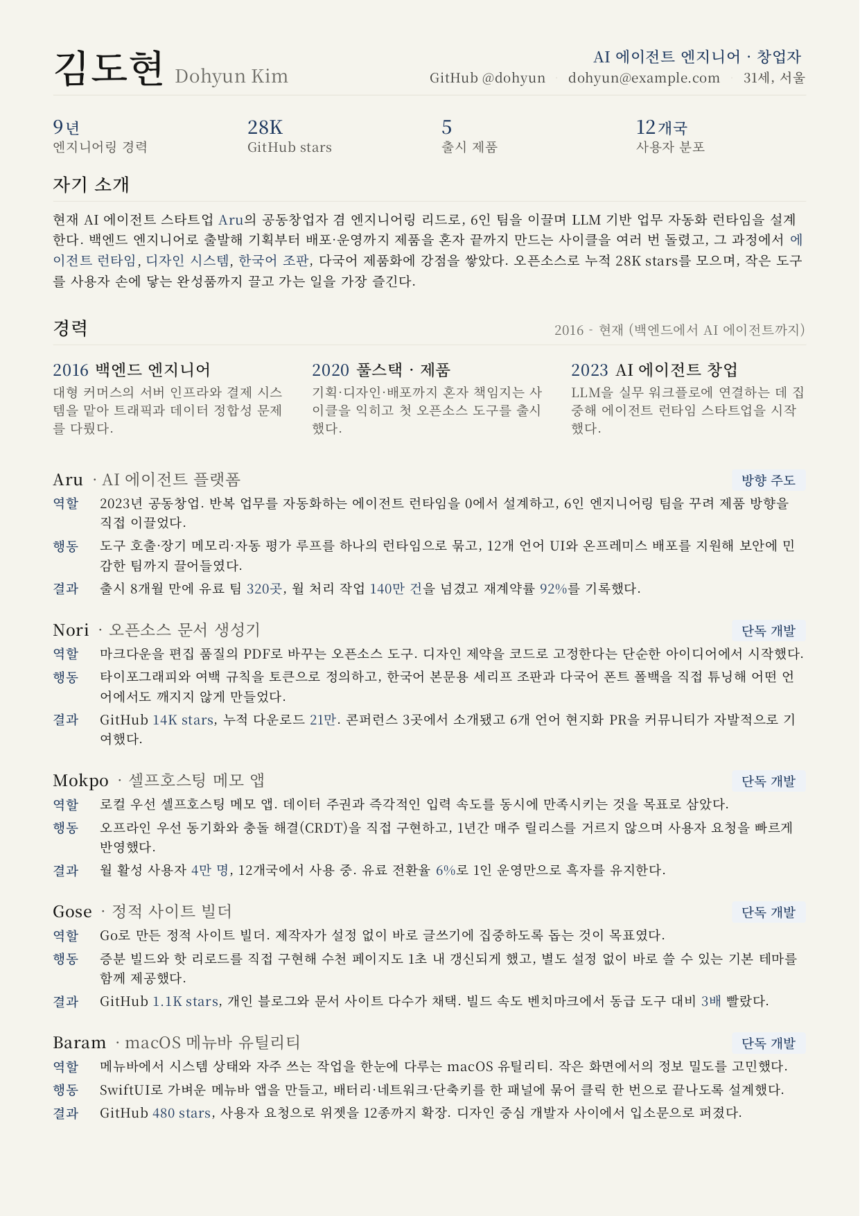 Korean resume