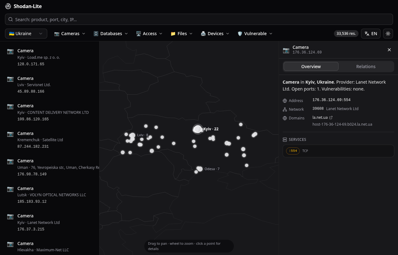 Shodan-Lite 地图 UI