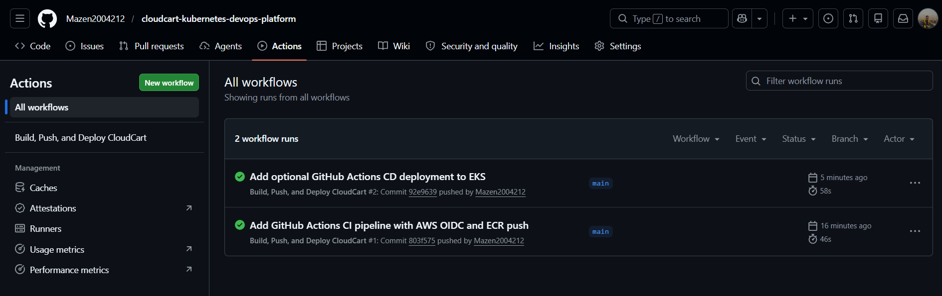 GitHub Actions CI/CD 成功