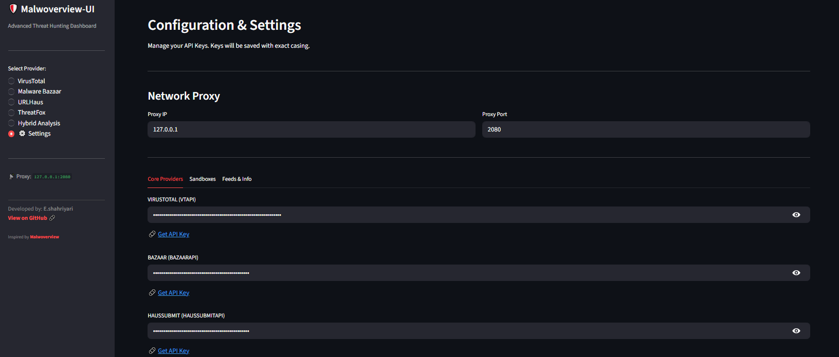 Settings Page