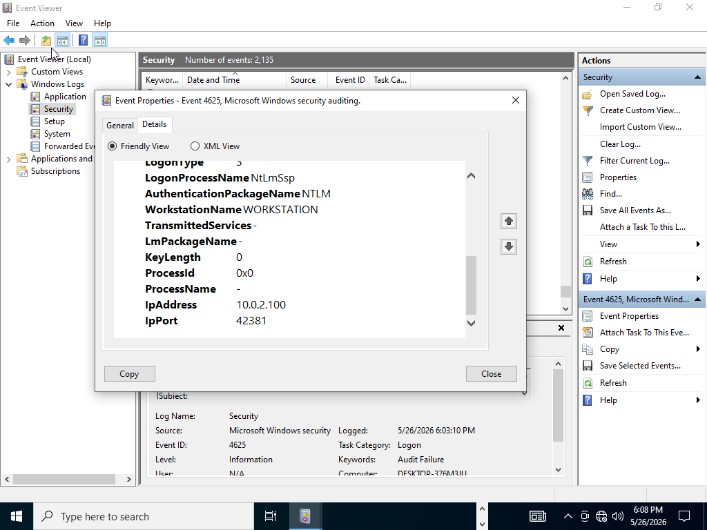 Windows Event Viewer Logs