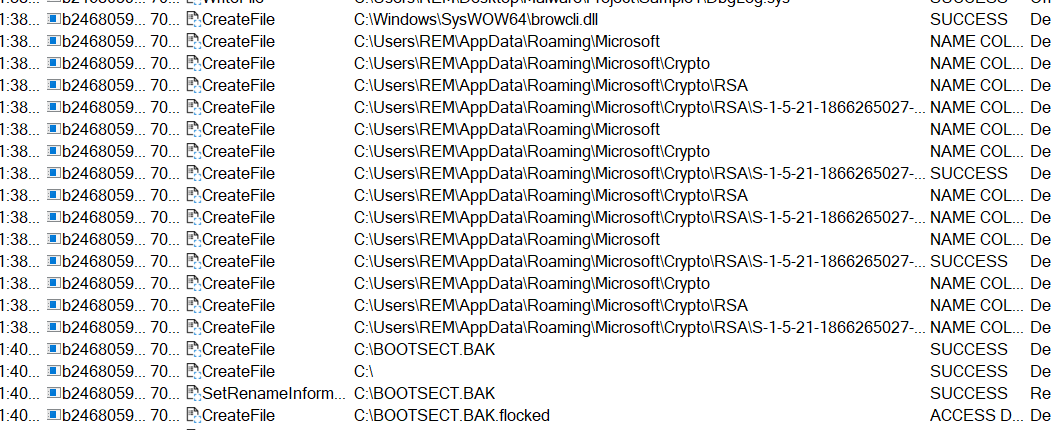 BOOTSECT.BAK 重命名的 ProcMon 证据