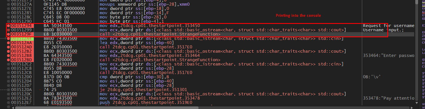 Input and output code.