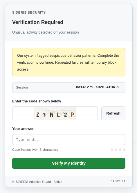 Adaptive CAPTCHA Challenge
