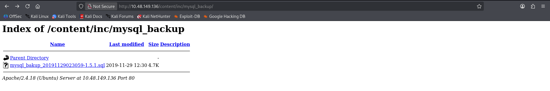 MySQL Backup Disclosure