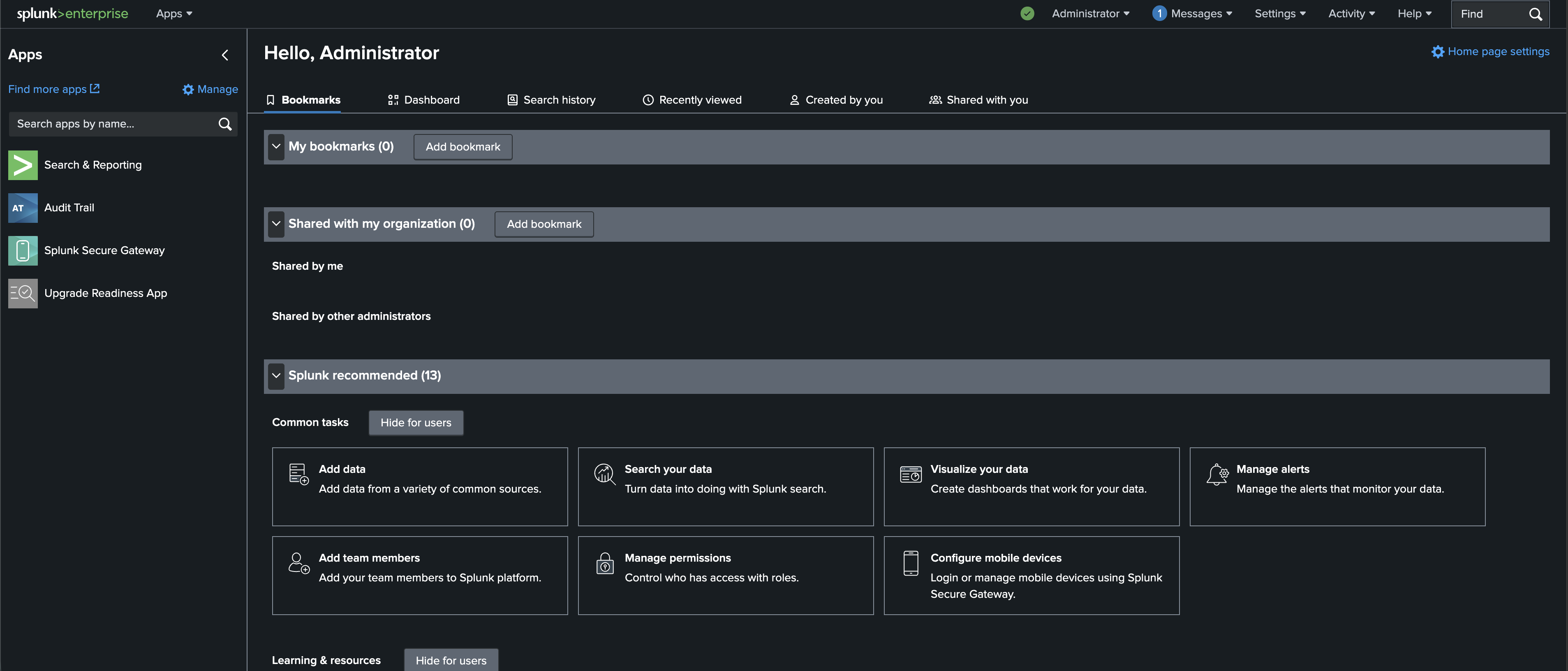 Splunk Enterprise Web UI