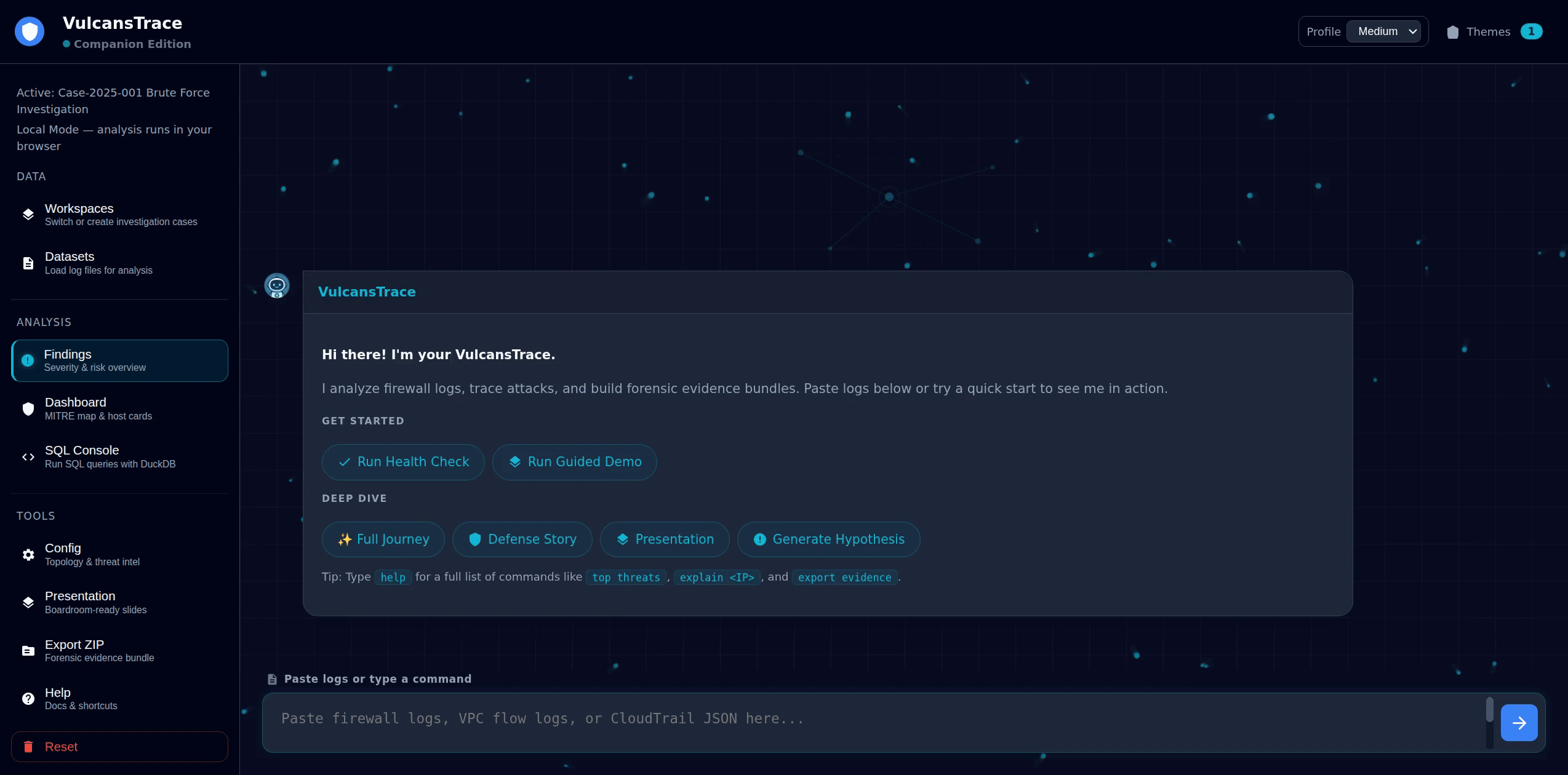 Demo — paste logs, instant detection