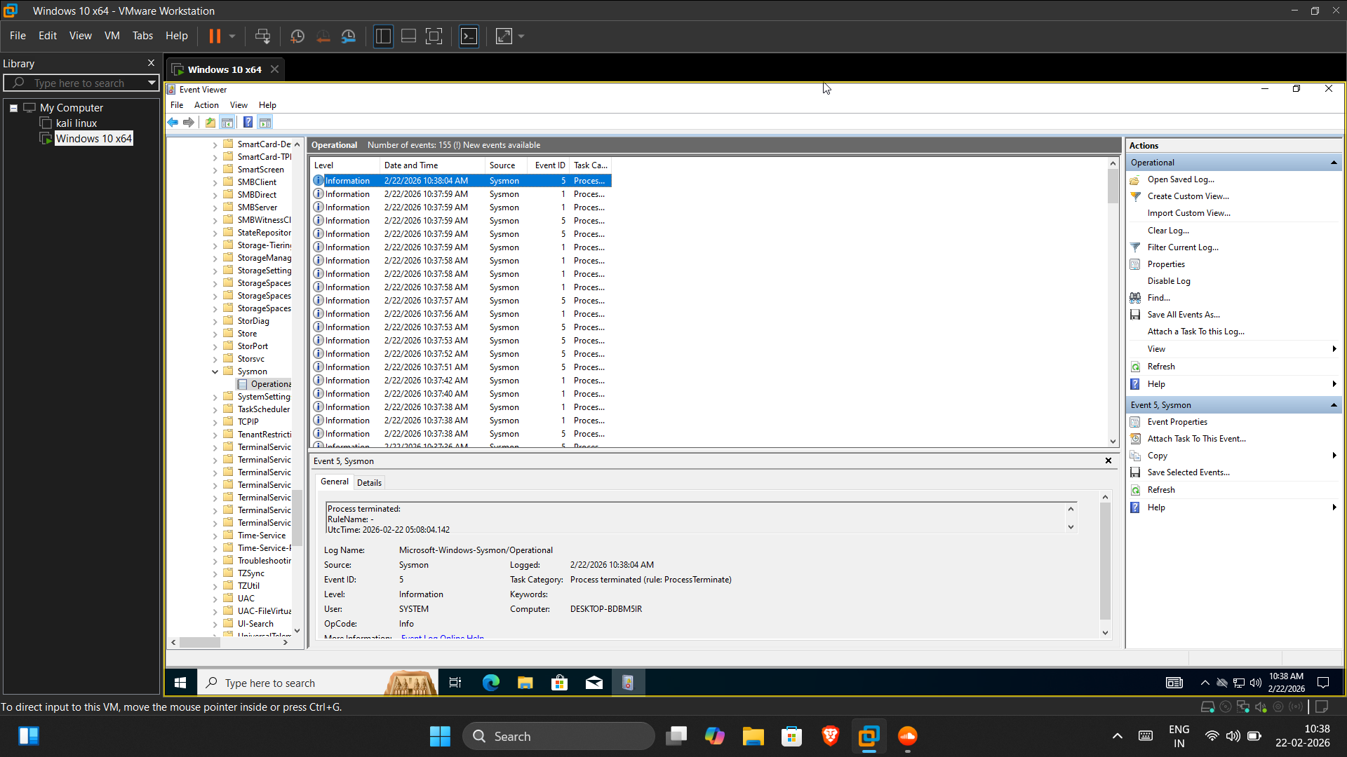 Sysmon Operational — 事件 5 进程已终止