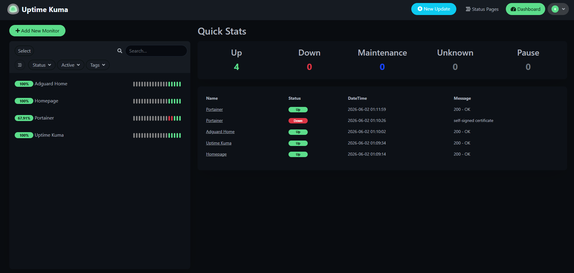 Uptime Kuma所有服务正常