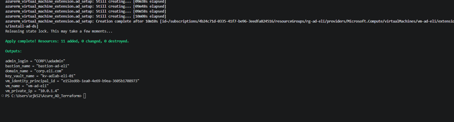 terraform apply 完成