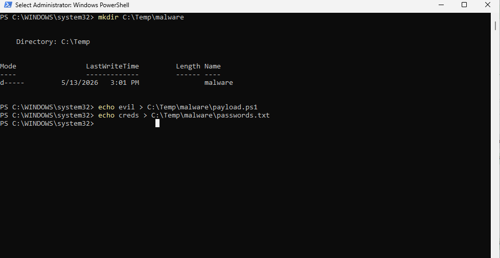 Created a suspicious file