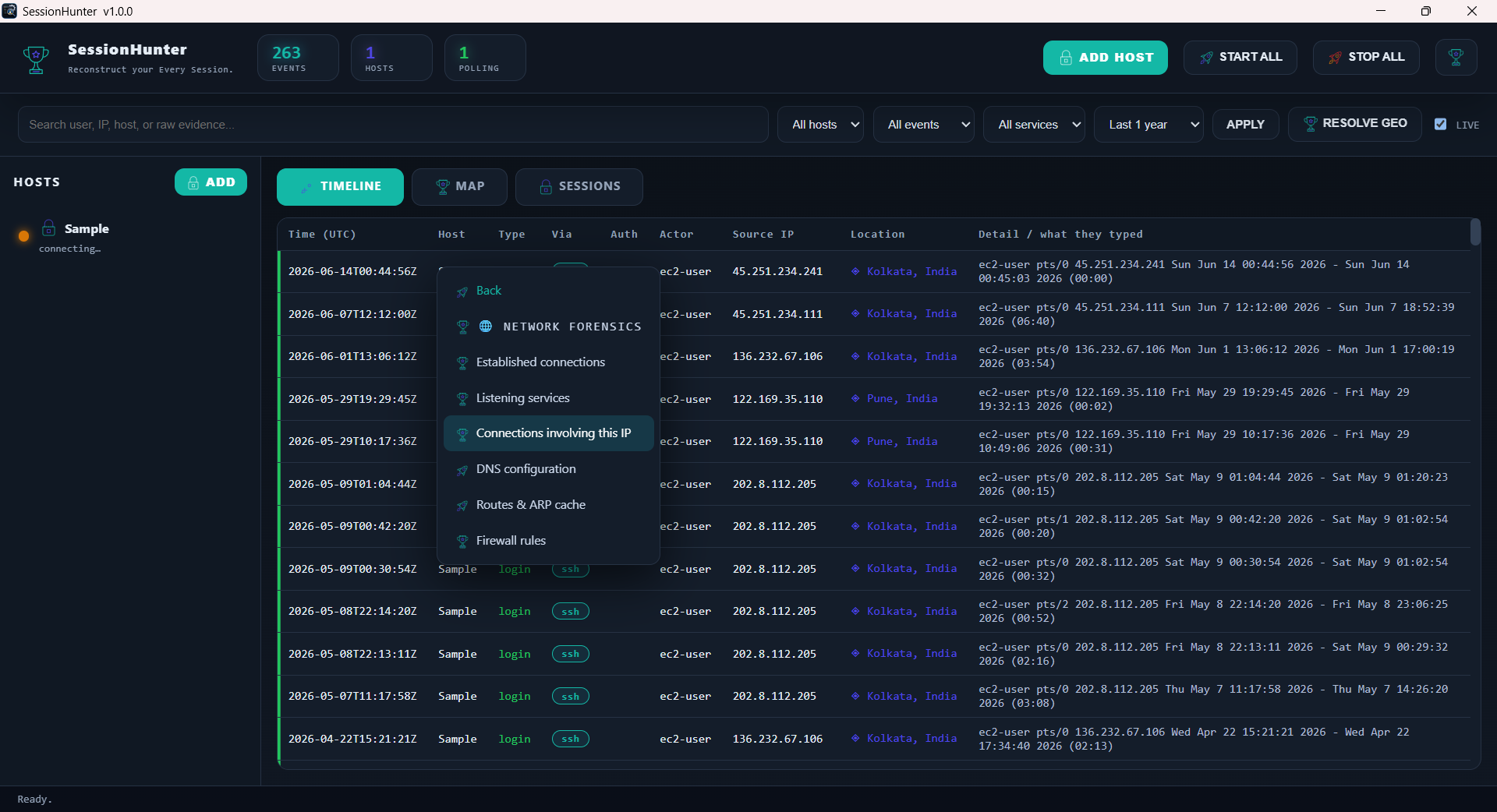 Network Forensics Menu
