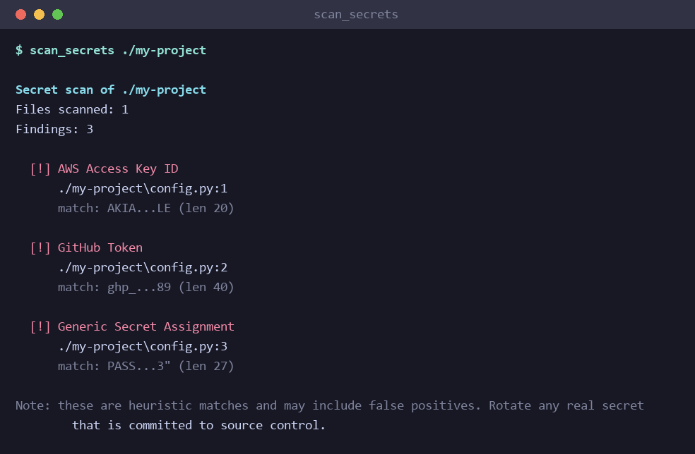 scan_secrets output