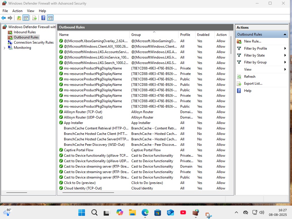 Windows 防火墙出站规则