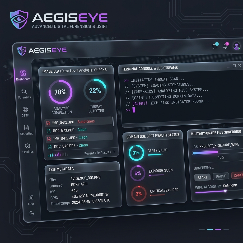 AegisEye 取证仪表板