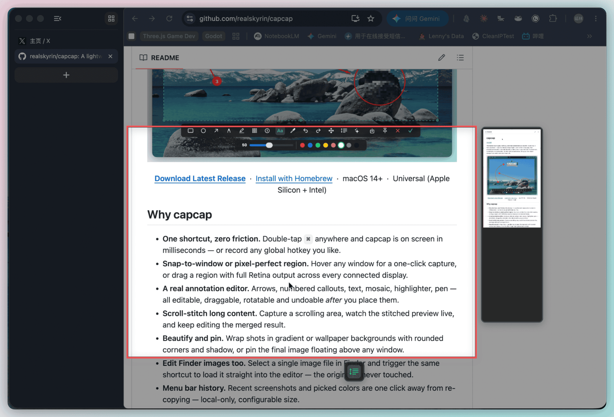 Scroll capture stitching a long page into a single tall screenshot with live preview