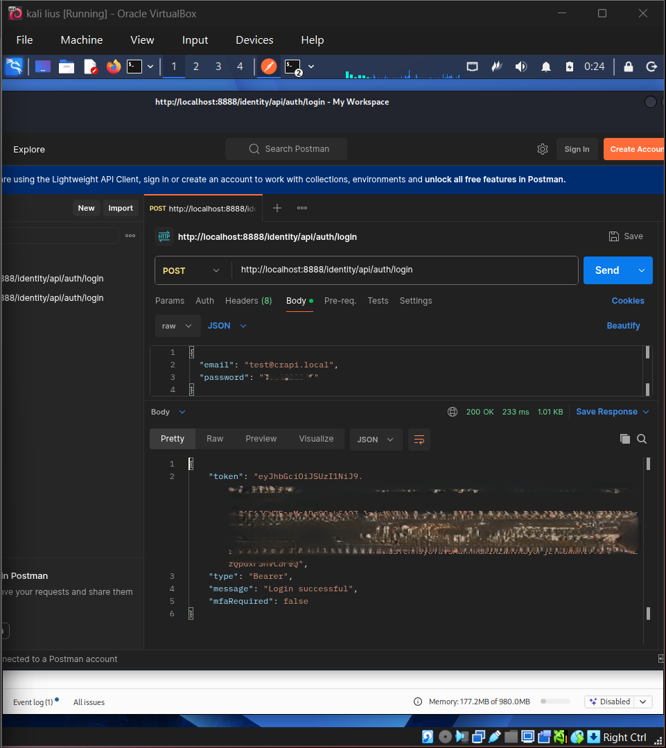 Postman Login JWT Token