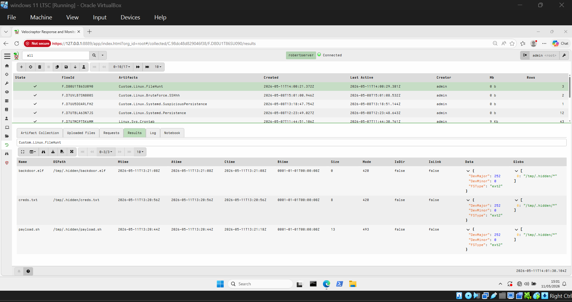 Identified suspicious hidden files