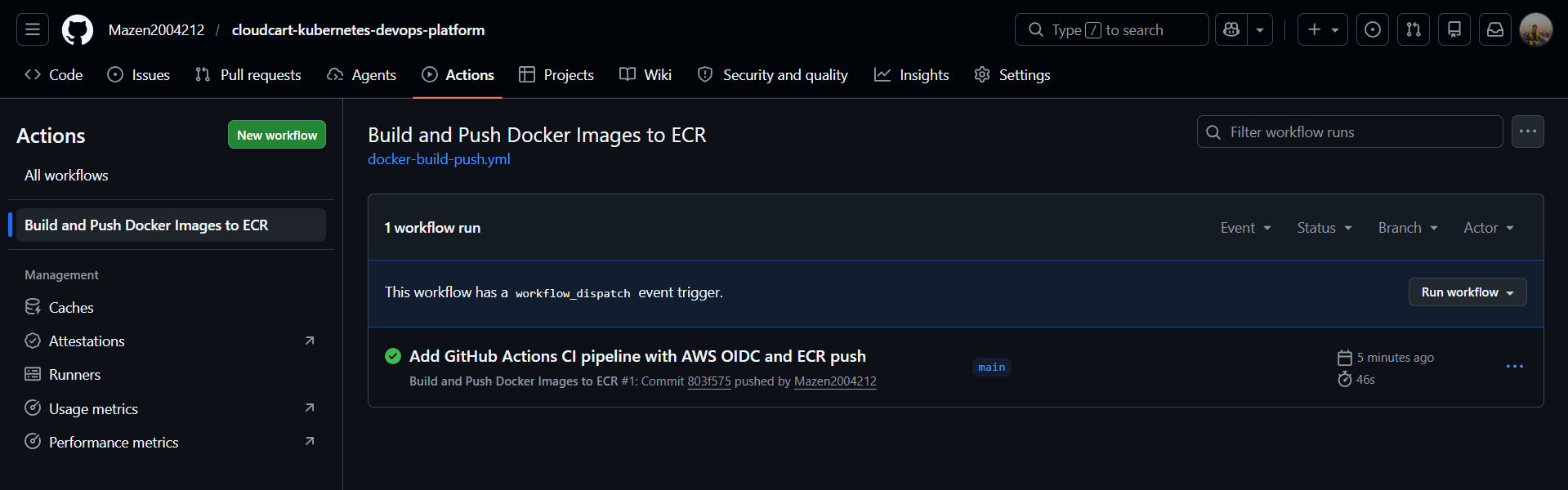 GitHub Actions ECR 成功