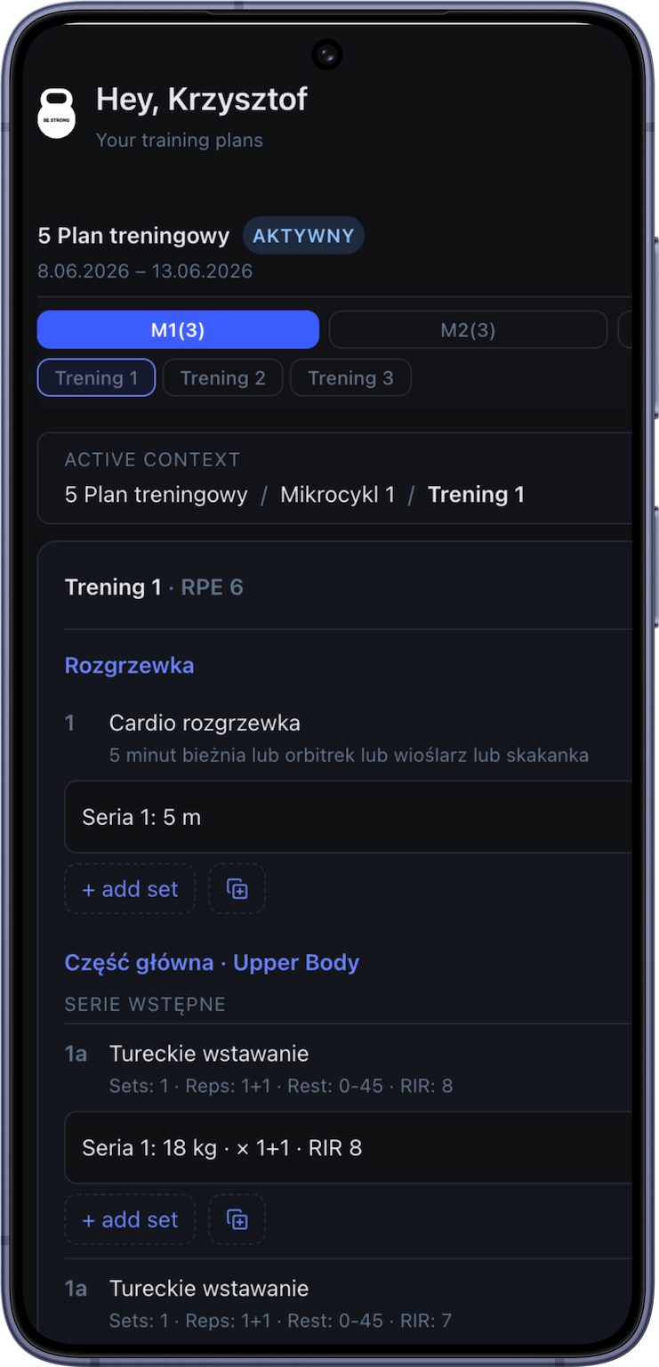 Training App mockup
