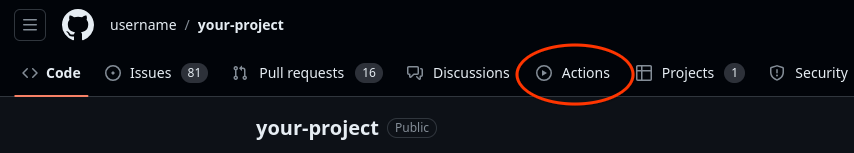 Select the actions tab on the repository navigation bar.