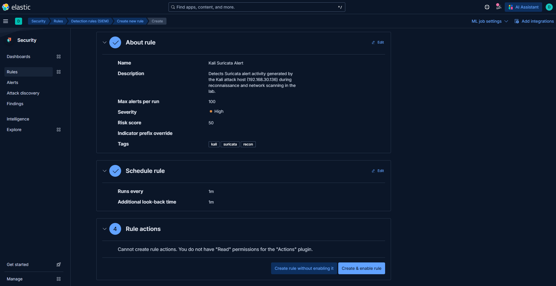 Kibana 规则元数据和计划