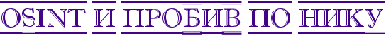 OSINT и пробив по Нику