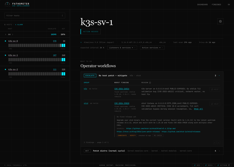Agentic upstream check — advisory patch-availability panel