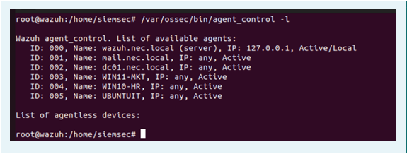 Wazuh agents connected