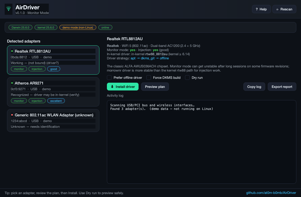 AirDriver main window