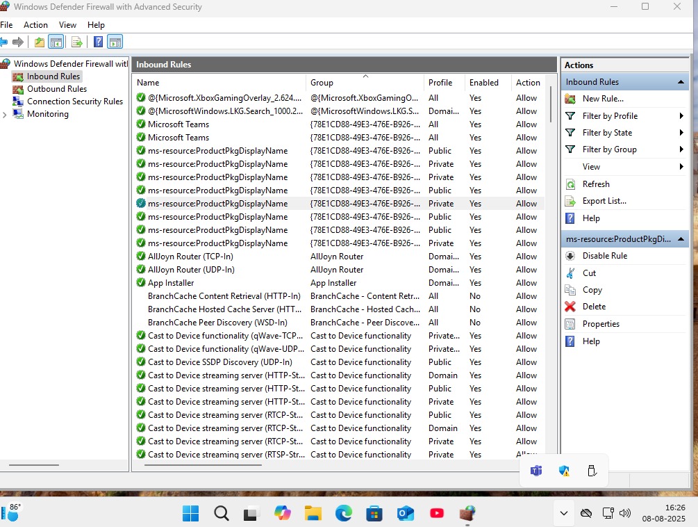 Windows 防火墙入站规则