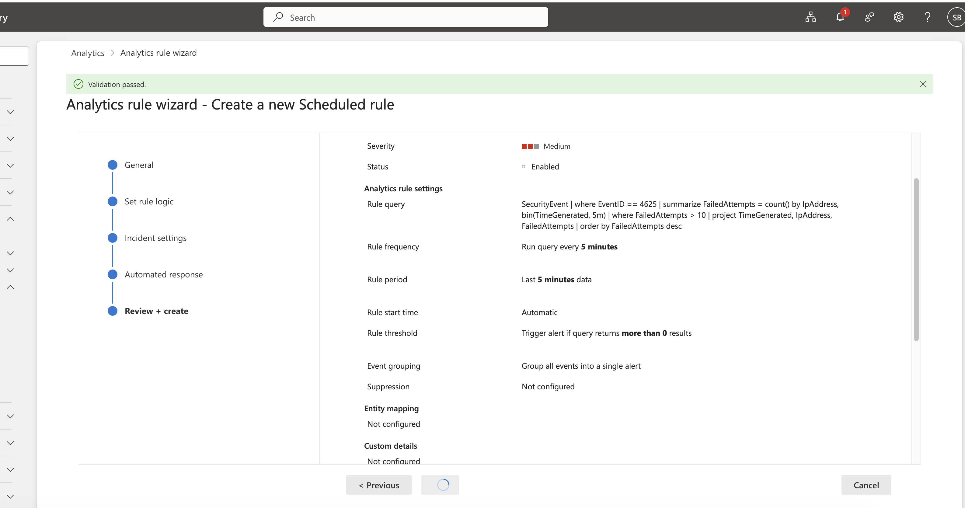 Sentinel Analytic Rule Created