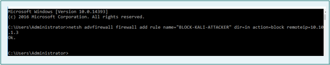 Firewall rule blocking attacker