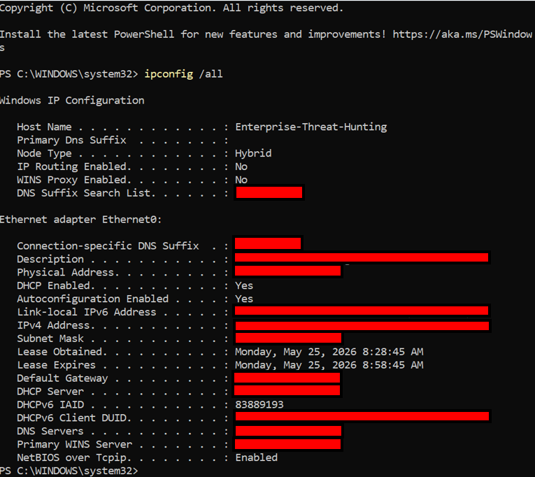 Windows Enterprise Network Configuration