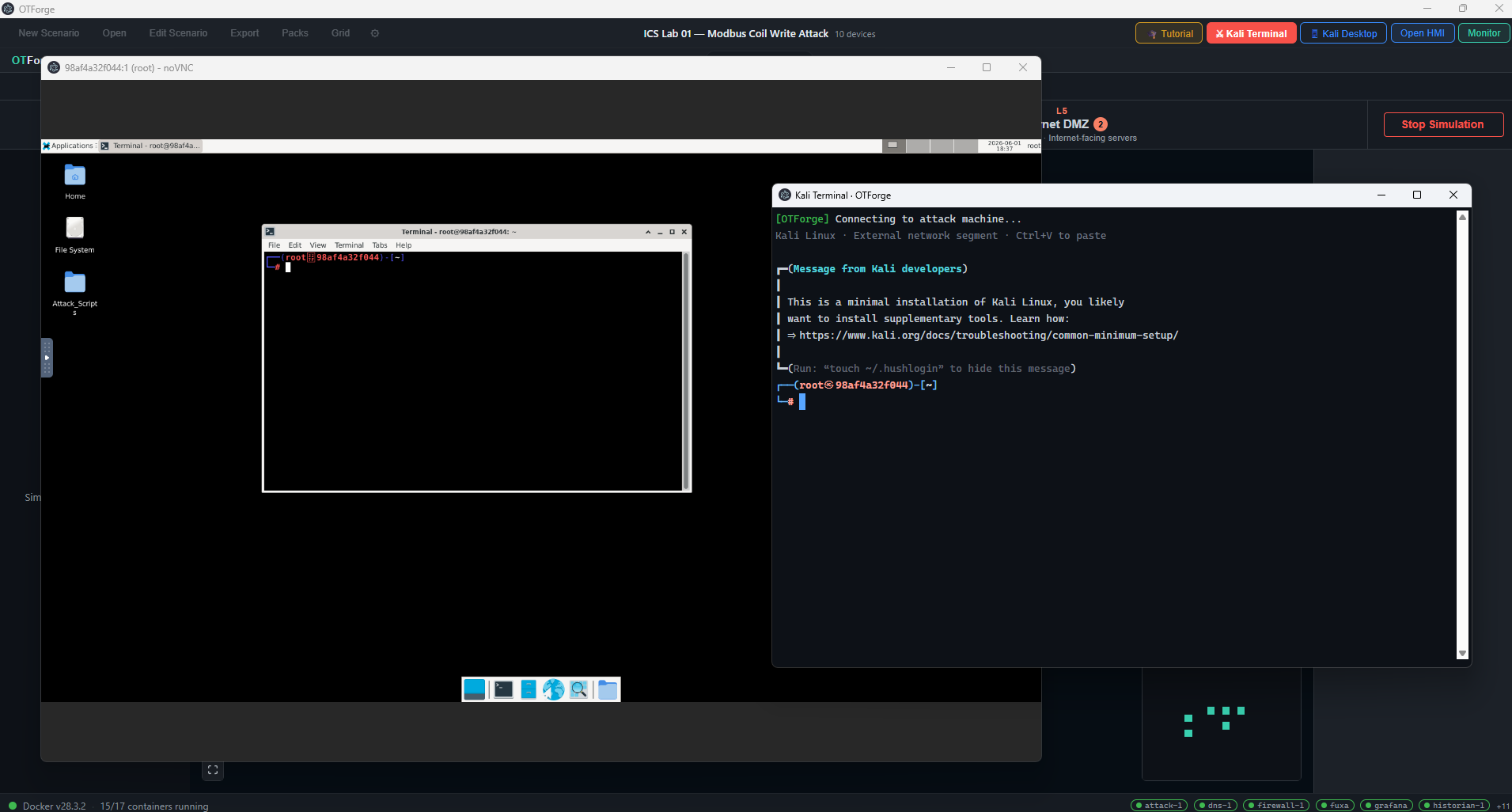 Kali Linux attack desktop via noVNC
