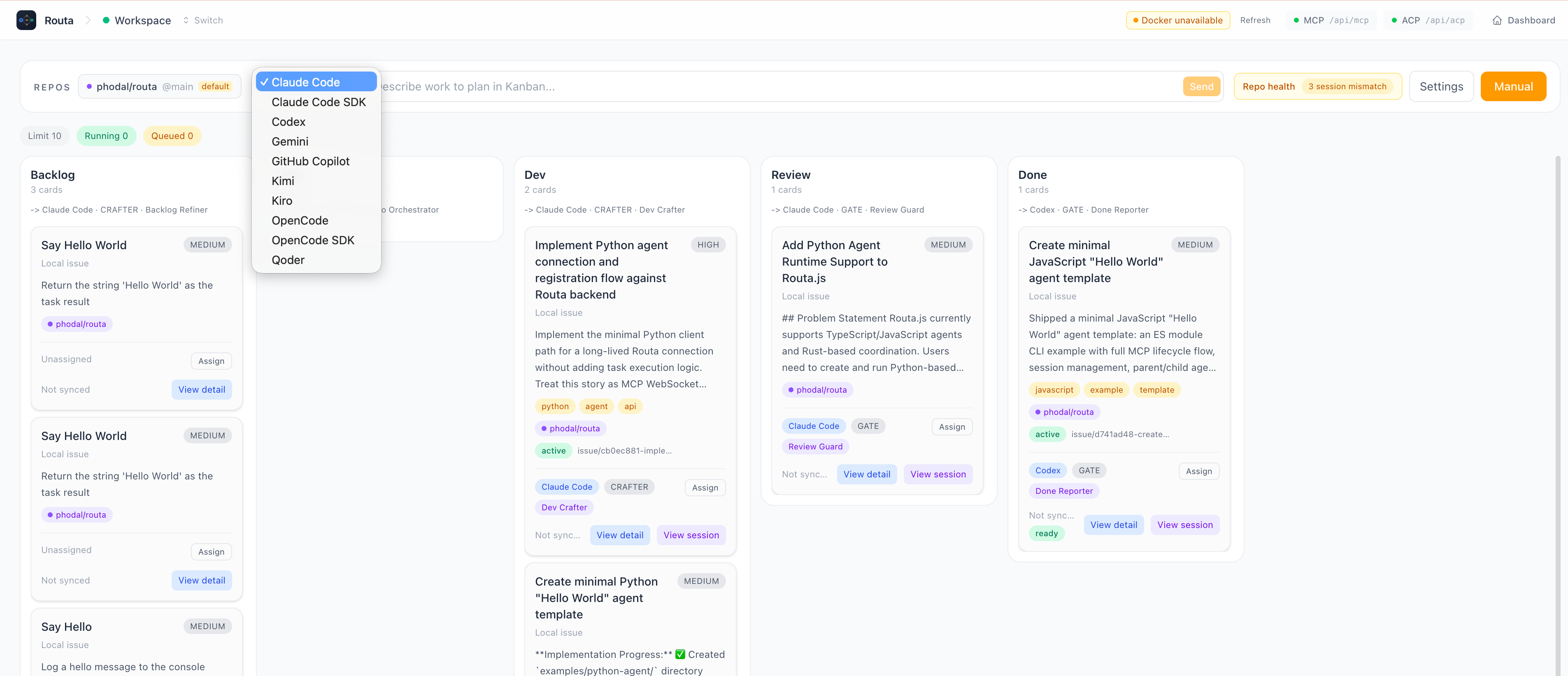 Routa Kanban Overview