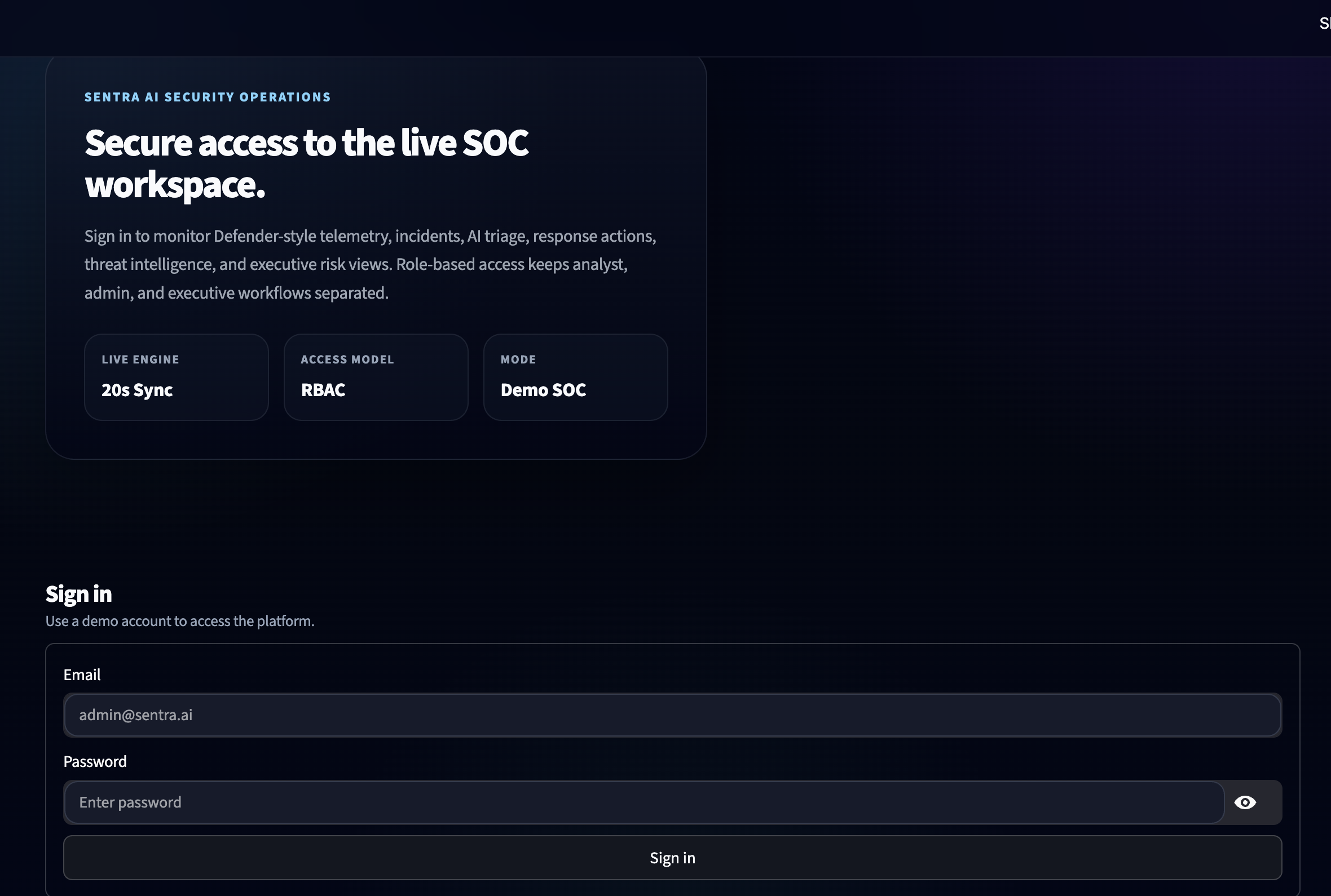 Login and Demo Access