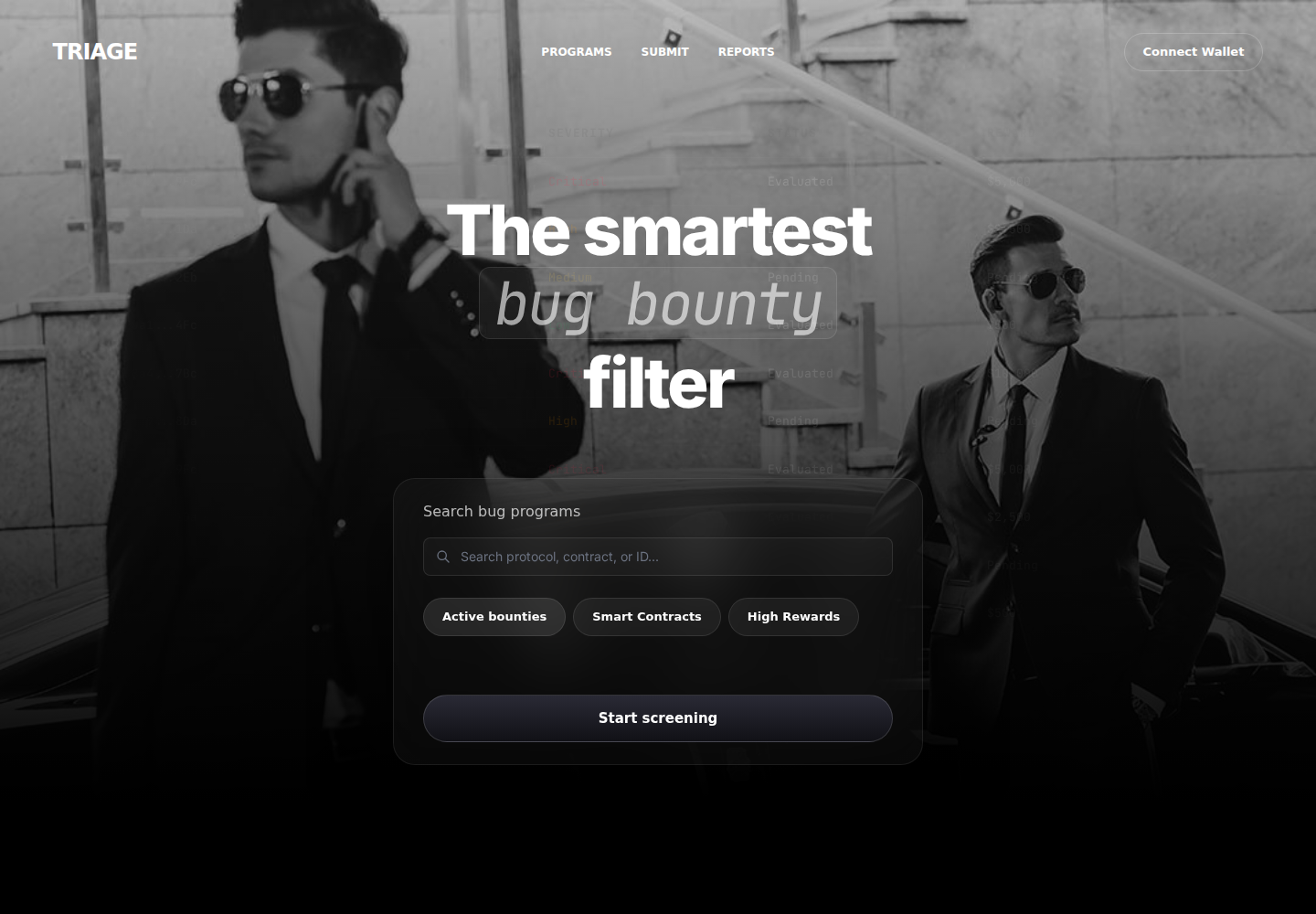 Triage landing screen