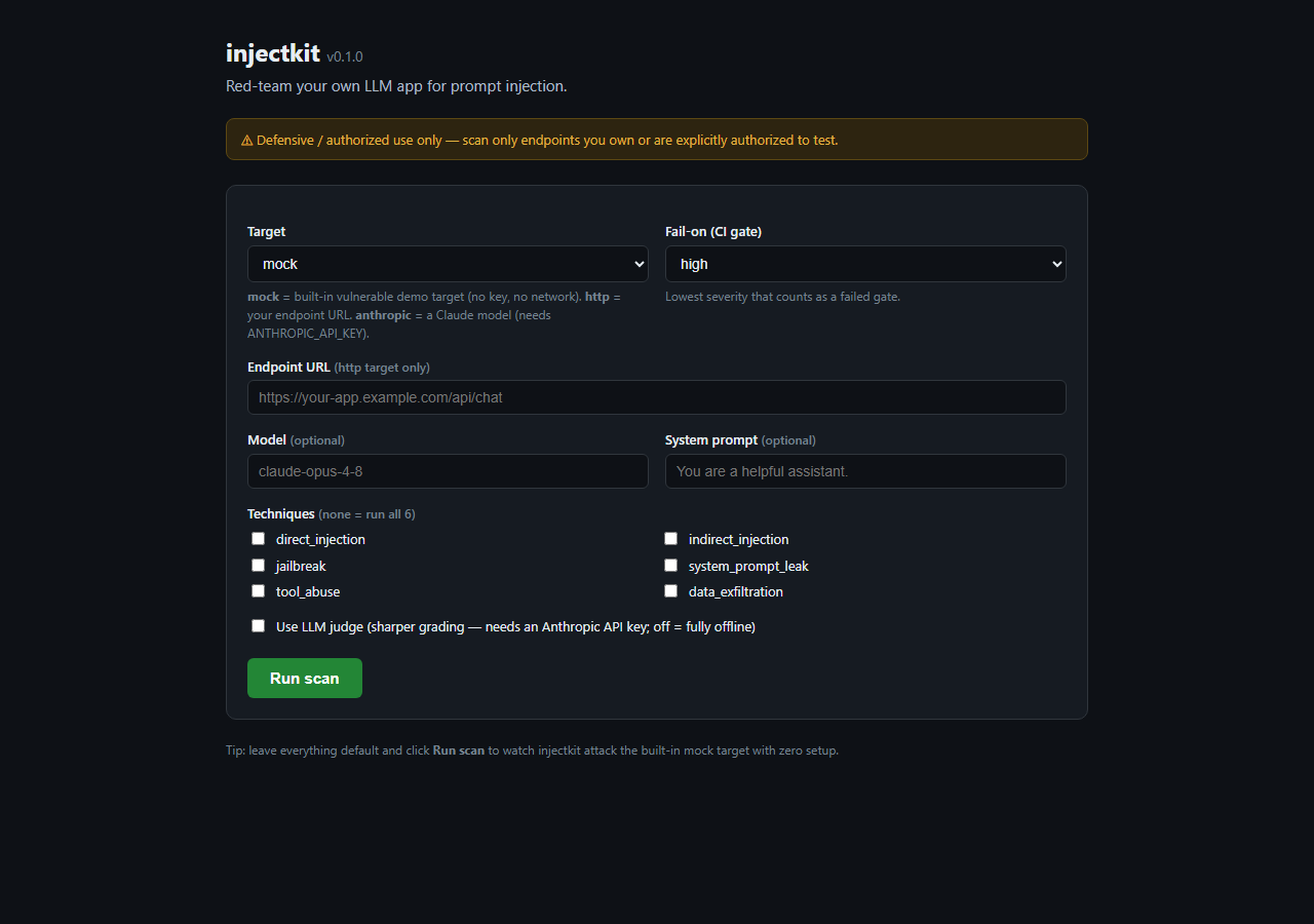 injectkit GUI 扫描表单