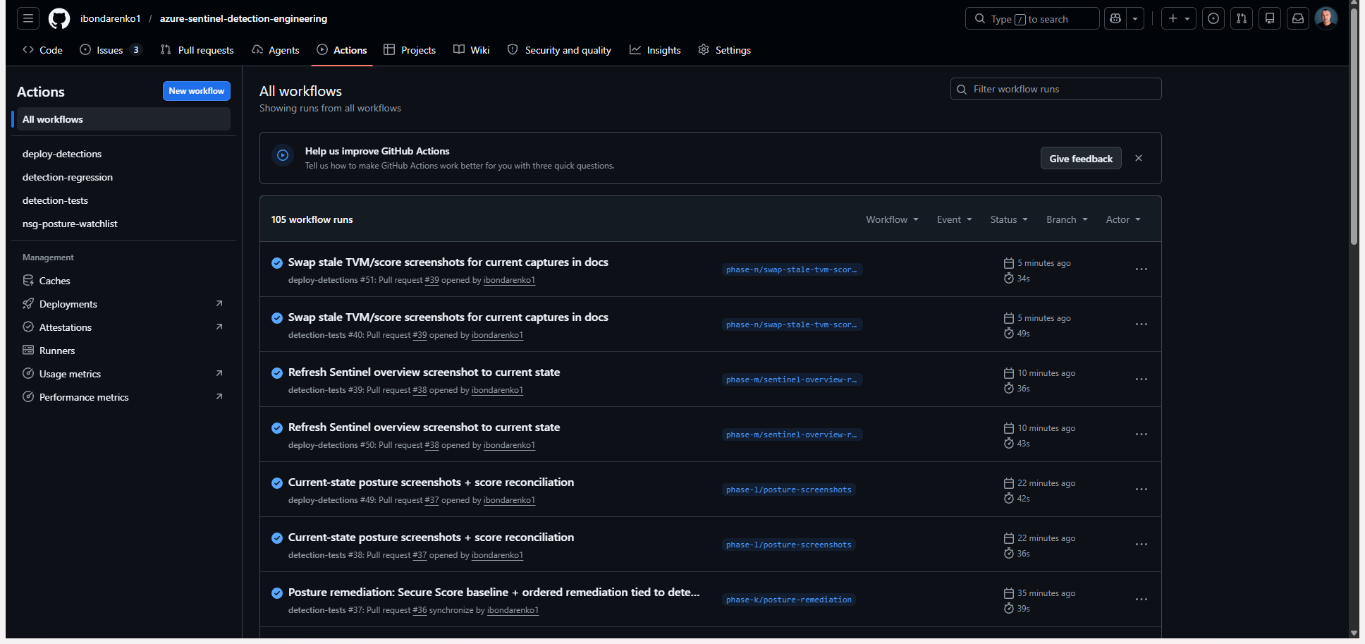 CI/CD pipeline 运行情况