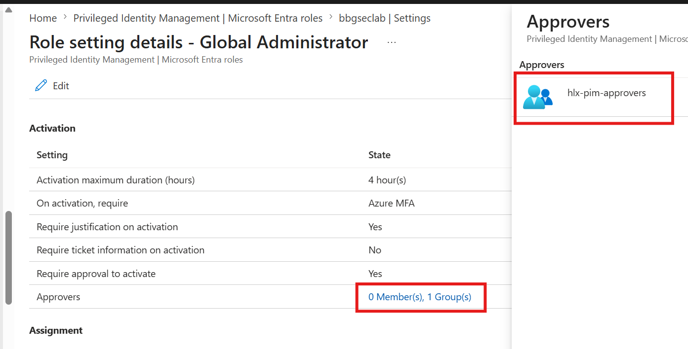 Global Admin 批准者已配置
